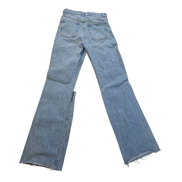 Zara Light Wash High Waisted Distressed Wide Leg Ripped Jeans Streetwear Denim - Picture 4 of 4